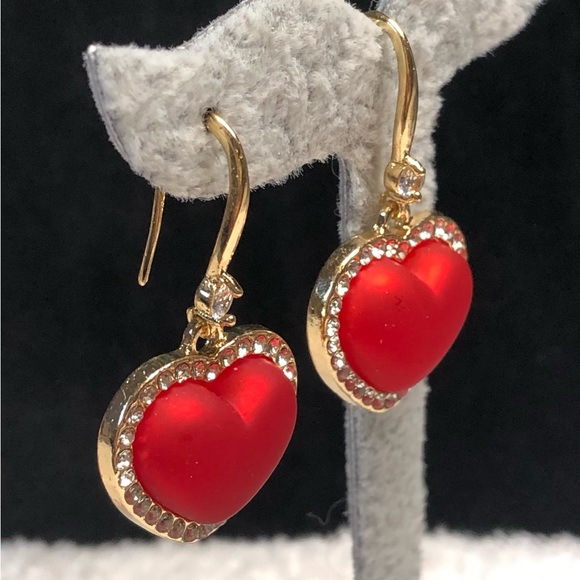 925 Silver with plated gold Pretty red heart  earrings —-NWOT - Picture 10 of 13